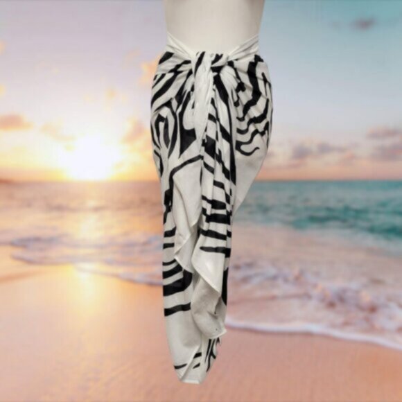 Womens Sarong Cotton Wrap, Handpainted Batik Wrapskirt Beach Pareo Beachwear-NEW - Picture 3 of 5